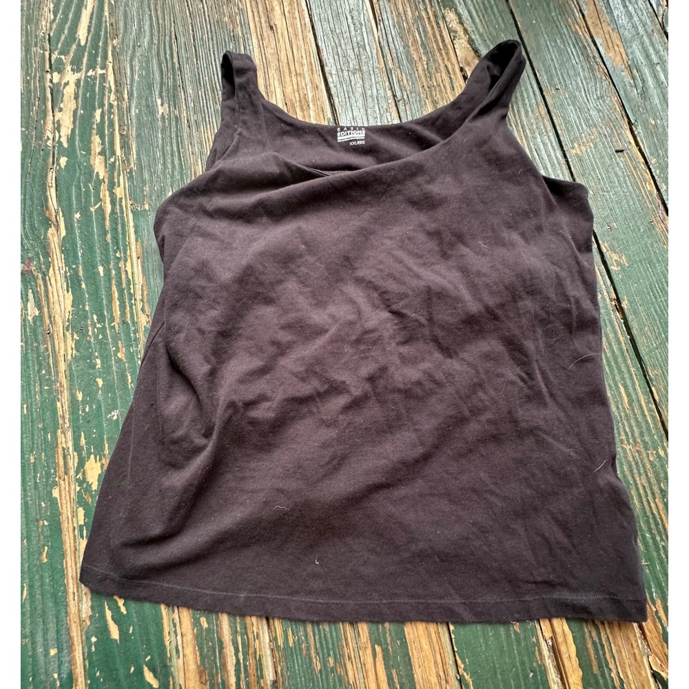 Basic Editions Womens Black Scoop Neck Sleeveless Tank Top XXL Plus Size